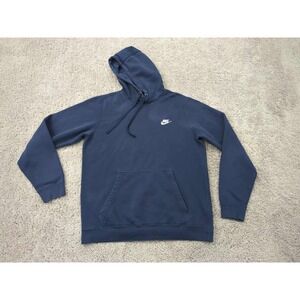 Nike Hoodie Mens Medium Blue Pullover Sweatshirt Long Sleeve Logo Athletic